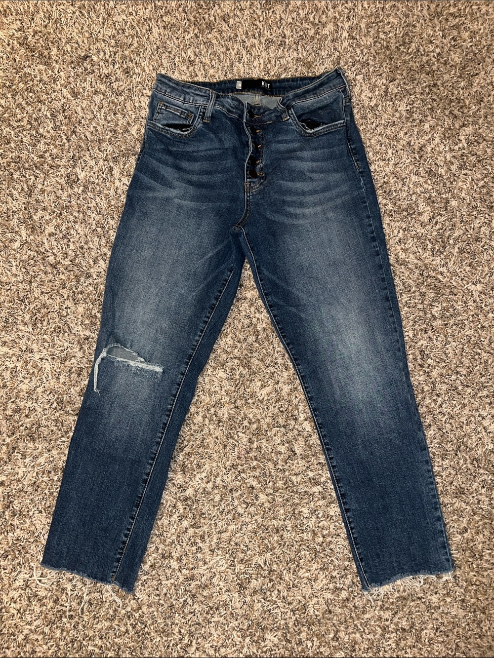 KUT from the Kloth High-Rise Dark Blue Women's Distressed Jeans